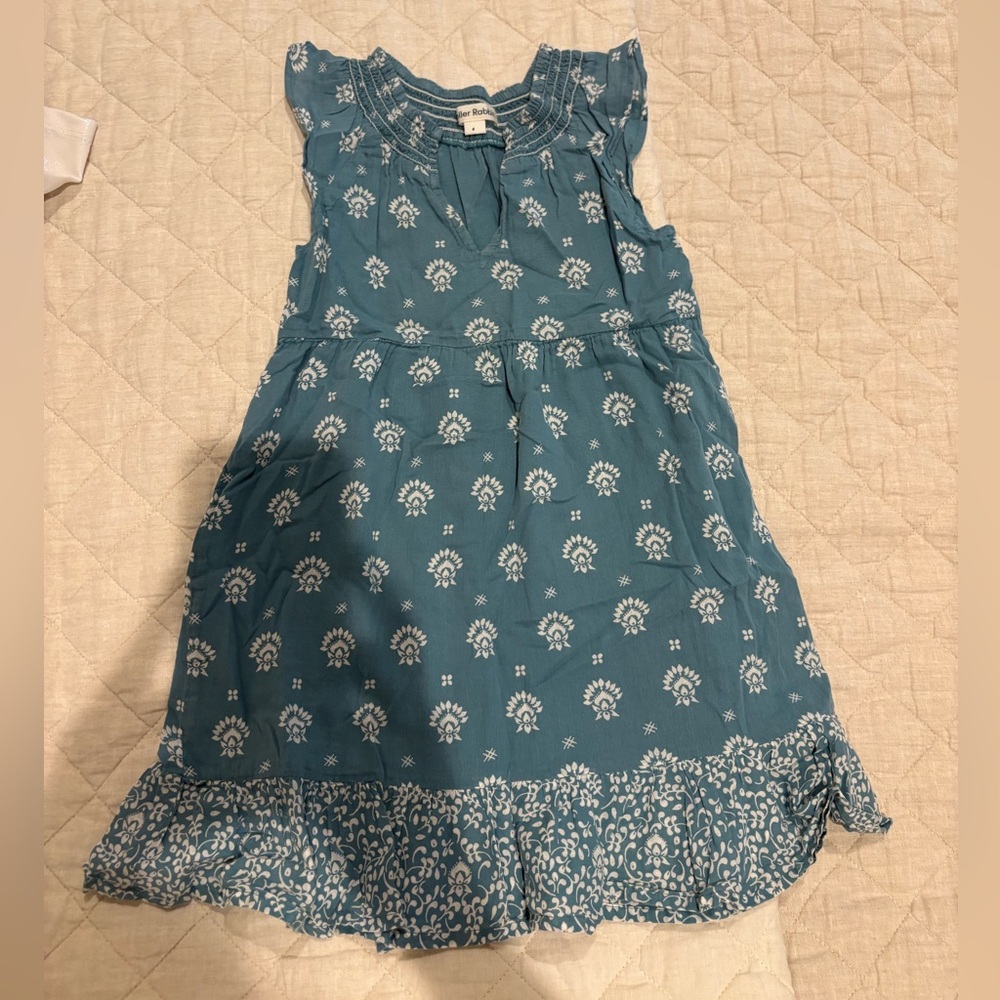 Roller Rabbit Teal Floral Kids Dress Sz 4